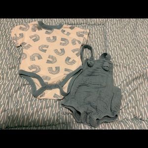 Cat & Jack Onesie/ Overall NB Outfit